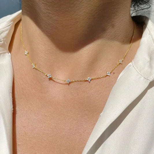 Stainless Steel Zircon Necklaces 18K Gold