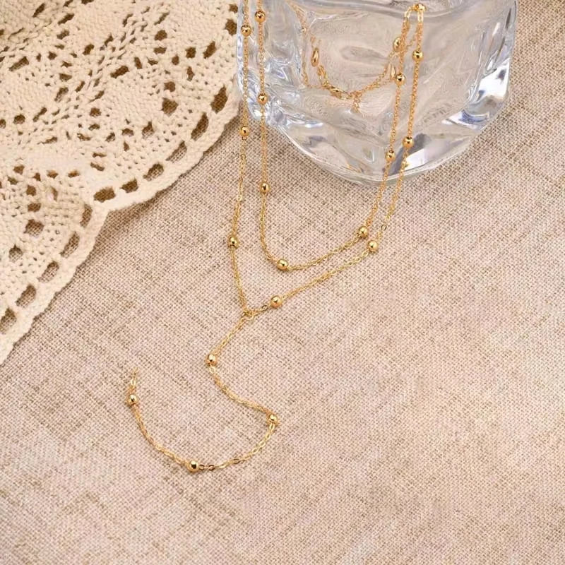 Stainless Steel Lariat Necklace Gold