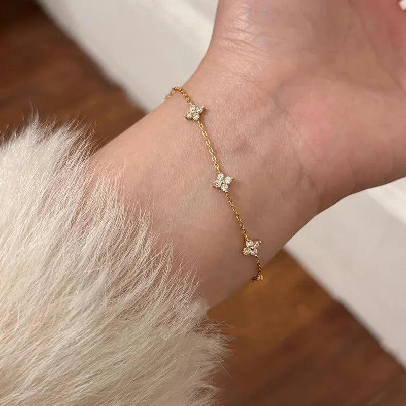 Stainless Steel Zircon Necklaces 18K Gold