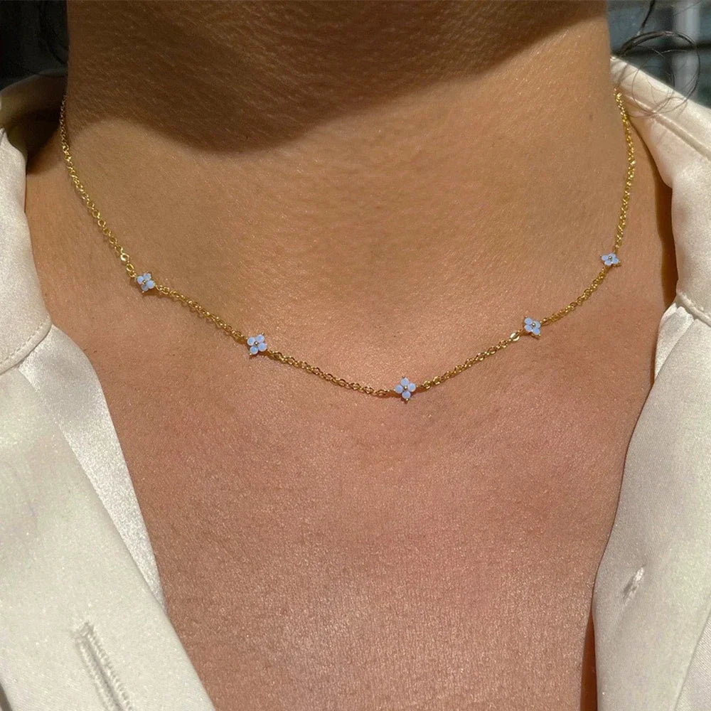 Stainless Steel Zircon Necklaces 18K Gold