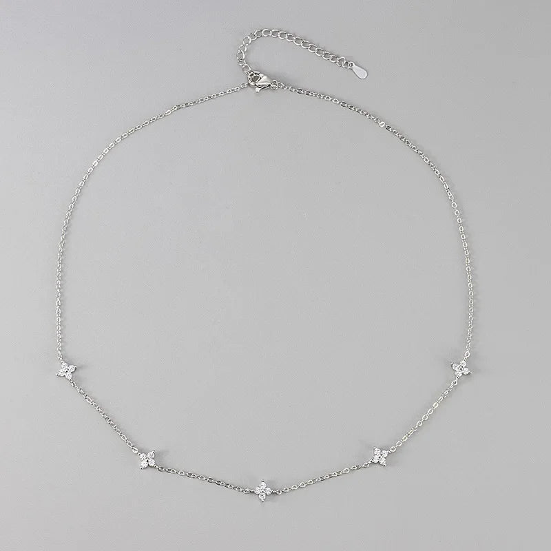 Stainless Steel Zircon Necklaces 18K Gold
