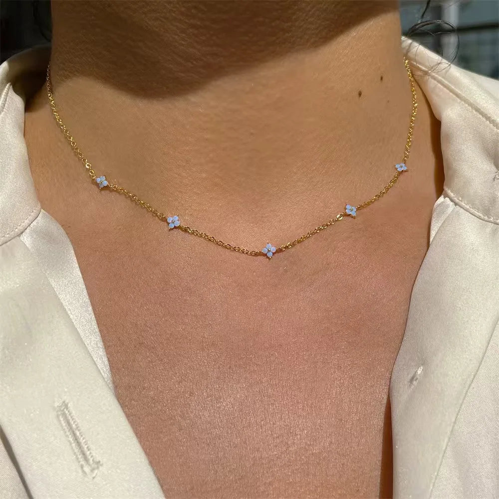 Stainless Steel Zircon Necklaces 18K Gold