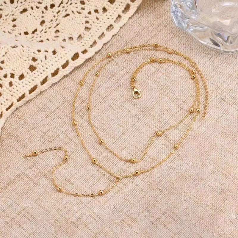 Stainless Steel Lariat Necklace Gold