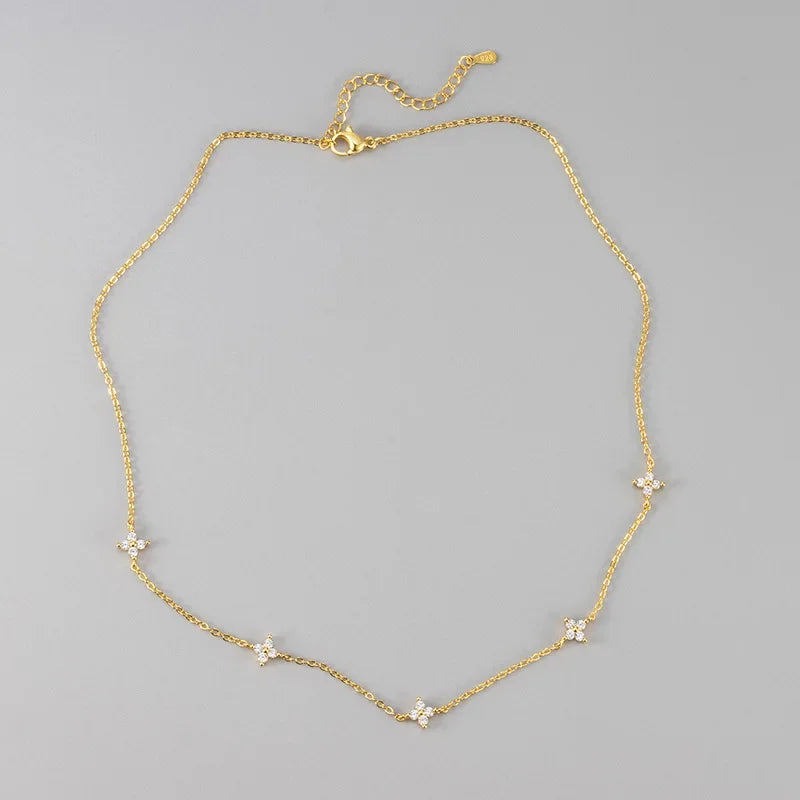 Stainless Steel Zircon Necklaces 18K Gold